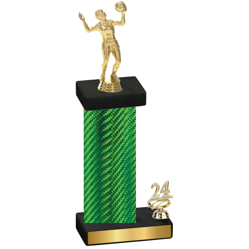 Accented Single Green Carbon Fiber Year Volleyball Trophy