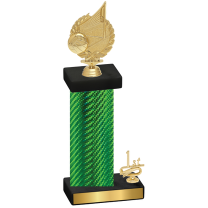 Accented Single Green Carbon Fiber First Place Volleyball Trophy