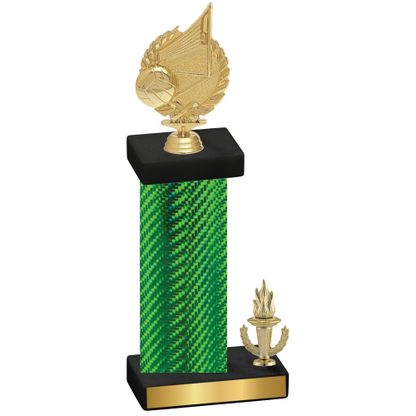 Accented Single Green Carbon Fiber Victory Volleyball Trophy