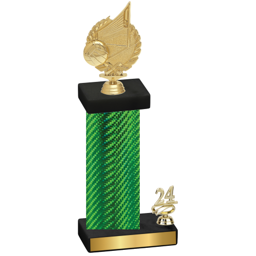 Accented Single Green Carbon Fiber Year Volleyball Trophy