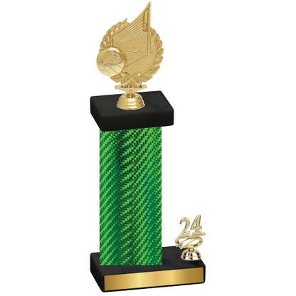 Accented Single Green Carbon Fiber Year Volleyball Trophy