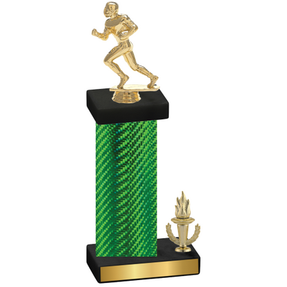 Accented Single Green Carbon Fiber Victory Football Trophy