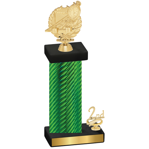 Accented Single Green Carbon Fiber Second Place Swimming Trophy