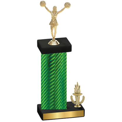 Accented Single Green Carbon Fiber Victory Cheerleading Trophy