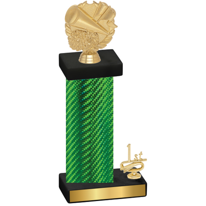 Accented Single Green Carbon Fiber First Place Cheerleading Trophy