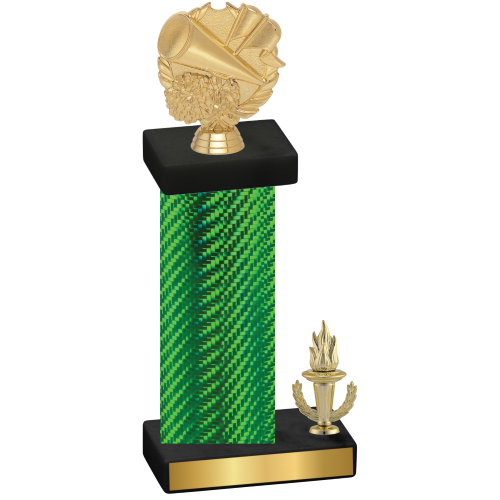 Accented Single Green Carbon Fiber Victory Cheerleading Trophy