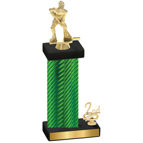 Accented Single Green Carbon Fiber Second Place Hockey Trophy