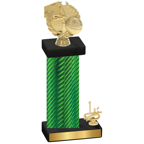 Accented Single Green Carbon Fiber First Place Basketball Trophy