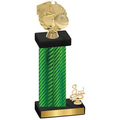 Accented Single Green Carbon Fiber Third Place Basketball Trophy