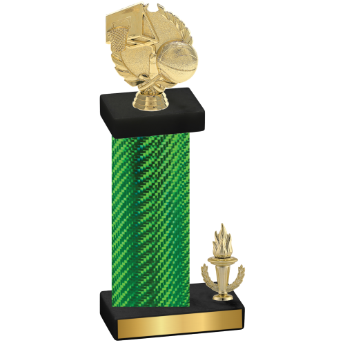 Accented Single Green Carbon Fiber Victory Basketball Trophy