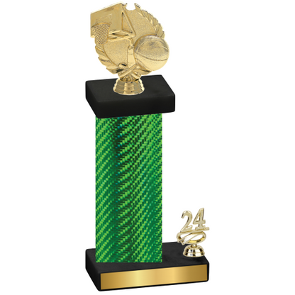 Accented Single Green Carbon Fiber Year Basketball Trophy