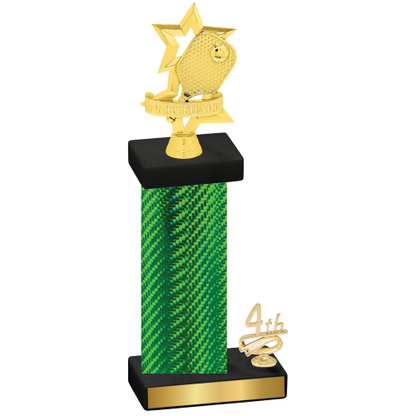 Accented Single Green Carbon Fiber Fourth Place Pickleball Trophy