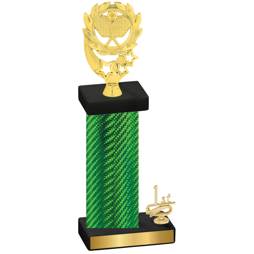 Accented Single Green Carbon Fiber First Place Pickleball Trophy