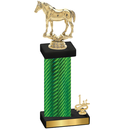 Accented Single Green Carbon Fiber First Place Horses Trophy