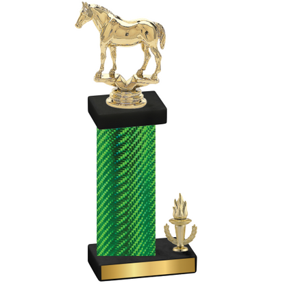 Accented Single Green Carbon Fiber Victory Horses Trophy