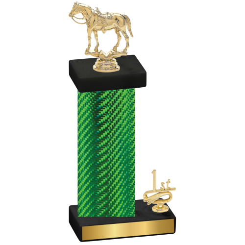 Accented Single Green Carbon Fiber First Place Horses Trophy