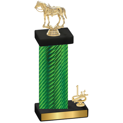 Accented Single Green Carbon Fiber First Place Horses Trophy