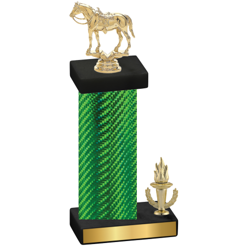 Accented Single Green Carbon Fiber Victory Horses Trophy