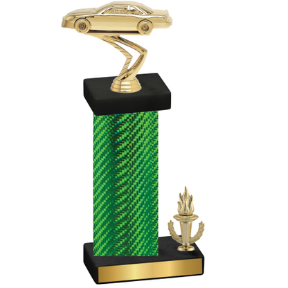 Accented Single Green Carbon Fiber Victory Cars Trophy