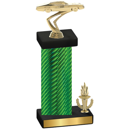 Accented Single Green Carbon Fiber Victory Cars Trophy