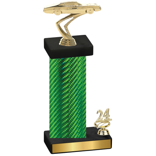 Accented Single Green Carbon Fiber Year Cars Trophy