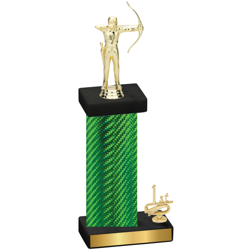 Accented Single Green Carbon Fiber First Place Archery Trophy