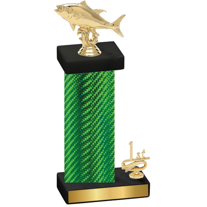 Accented Single Green Carbon Fiber First Place Fishing Trophy