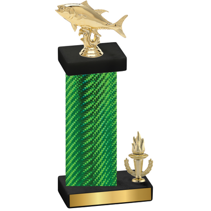 Accented Single Green Carbon Fiber Victory Fishing Trophy