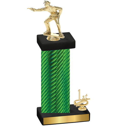 Accented Single Green Carbon Fiber First Place Shooter Trophy