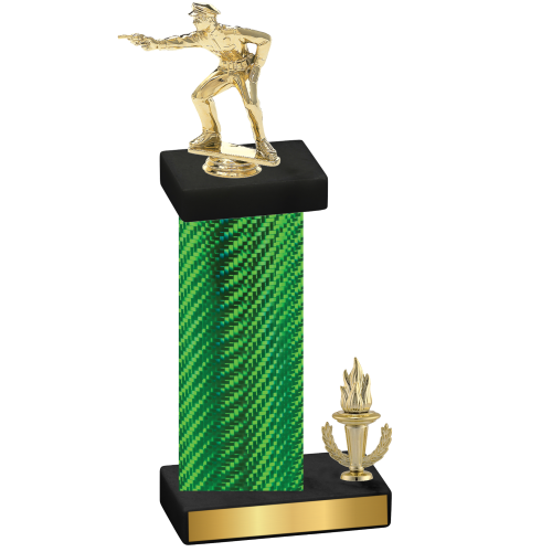 Accented Single Green Carbon Fiber Victory Shooter Trophy