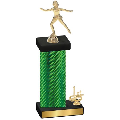 Accented Single Green Carbon Fiber First Place Skater Trophy