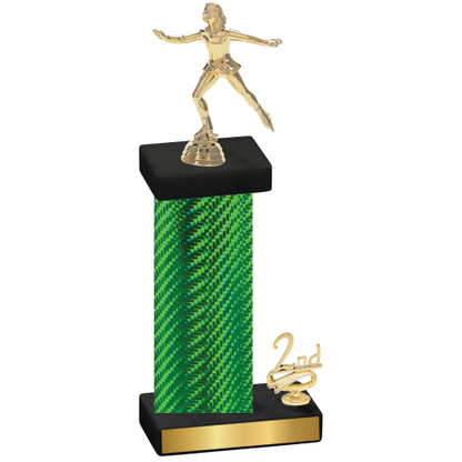 Accented Single Green Carbon Fiber Second Place Skater Trophy