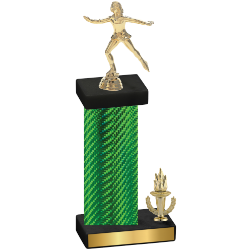 Accented Single Green Carbon Fiber Victory Skater Trophy