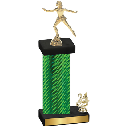 Accented Single Green Carbon Fiber Year Skater Trophy