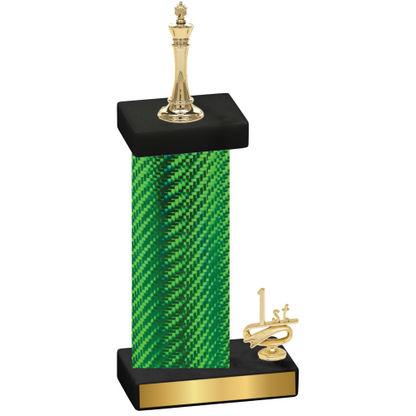 Accented Single Green Carbon Fiber First Place Chess Trophy