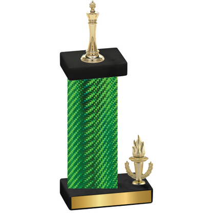 Accented Single Green Carbon Fiber Victory Chess Trophy