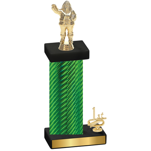 Accented Single Green Carbon Fiber First Place Holiday Trophy