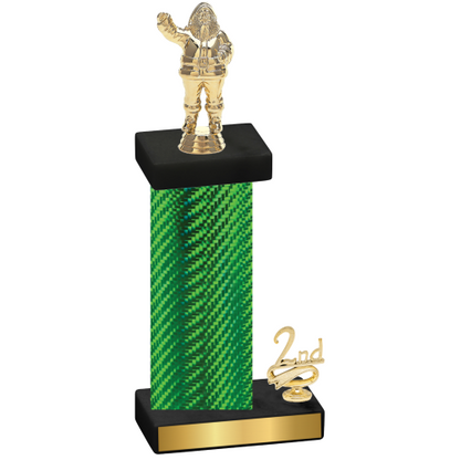 Accented Single Green Carbon Fiber Second Place Holiday Trophy