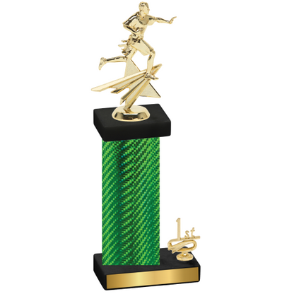 Accented Single Green Carbon Fiber First Place Flag Football Trophy