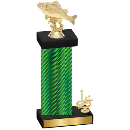 Accented Single Green Carbon Fiber First Place Fishing Trophy