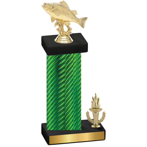 Accented Single Green Carbon Fiber Victory Fishing Trophy