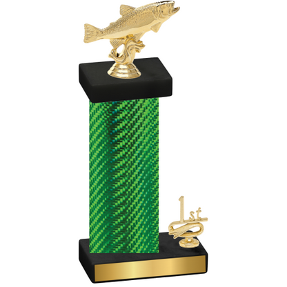 Accented Single Green Carbon Fiber First Place Fishing Trophy