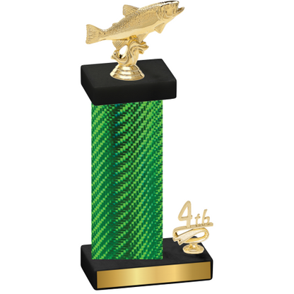 Accented Single Green Carbon Fiber Fourth Place Fishing Trophy