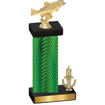 Accented Single Green Carbon Fiber Victory Fishing Trophy