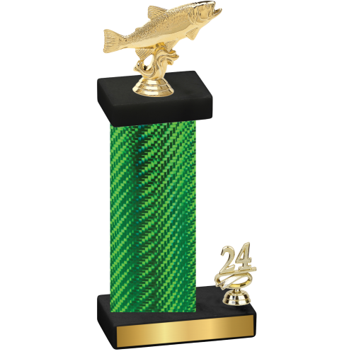 Accented Single Green Carbon Fiber Year Fishing Trophy