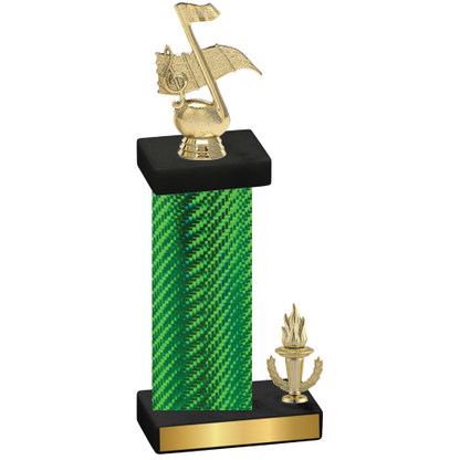 Accented Single Green Carbon Fiber Victory Music Trophy