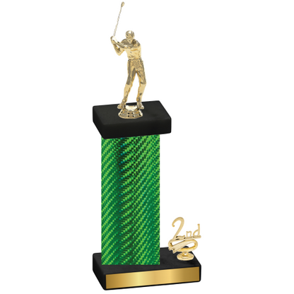 Accented Single Green Carbon Fiber Second Place Golf Trophy