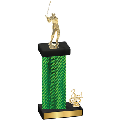 Accented Single Green Carbon Fiber Third Place Golf Trophy