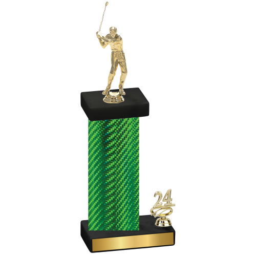 Accented Single Green Carbon Fiber Year Golf Trophy