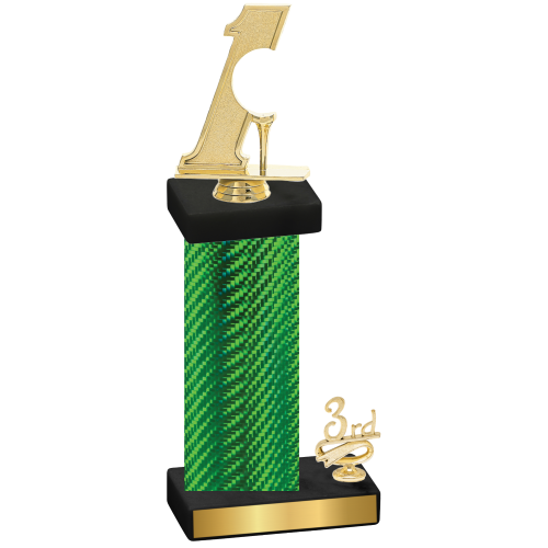 Accented Single Green Carbon Fiber Third Place Golf Trophy